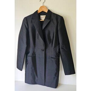 VTG RICKIE FREEMAN for Teri Jon Silk Wool Jacket Coat Black Size 10